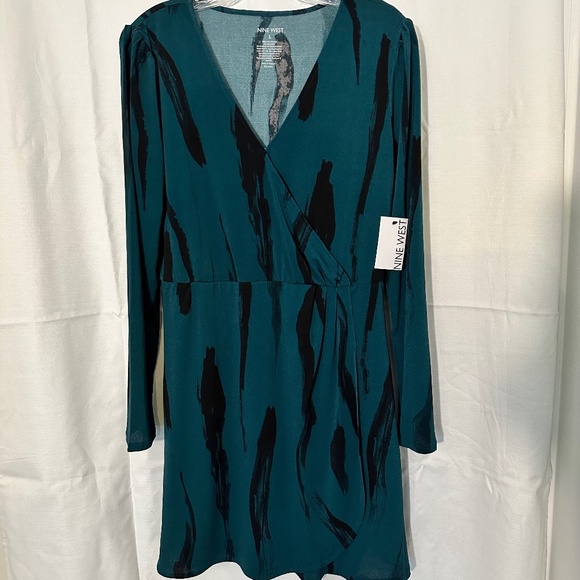 Nine West Long Sleeve Wrap Midi Dress - Picture 2 of 4